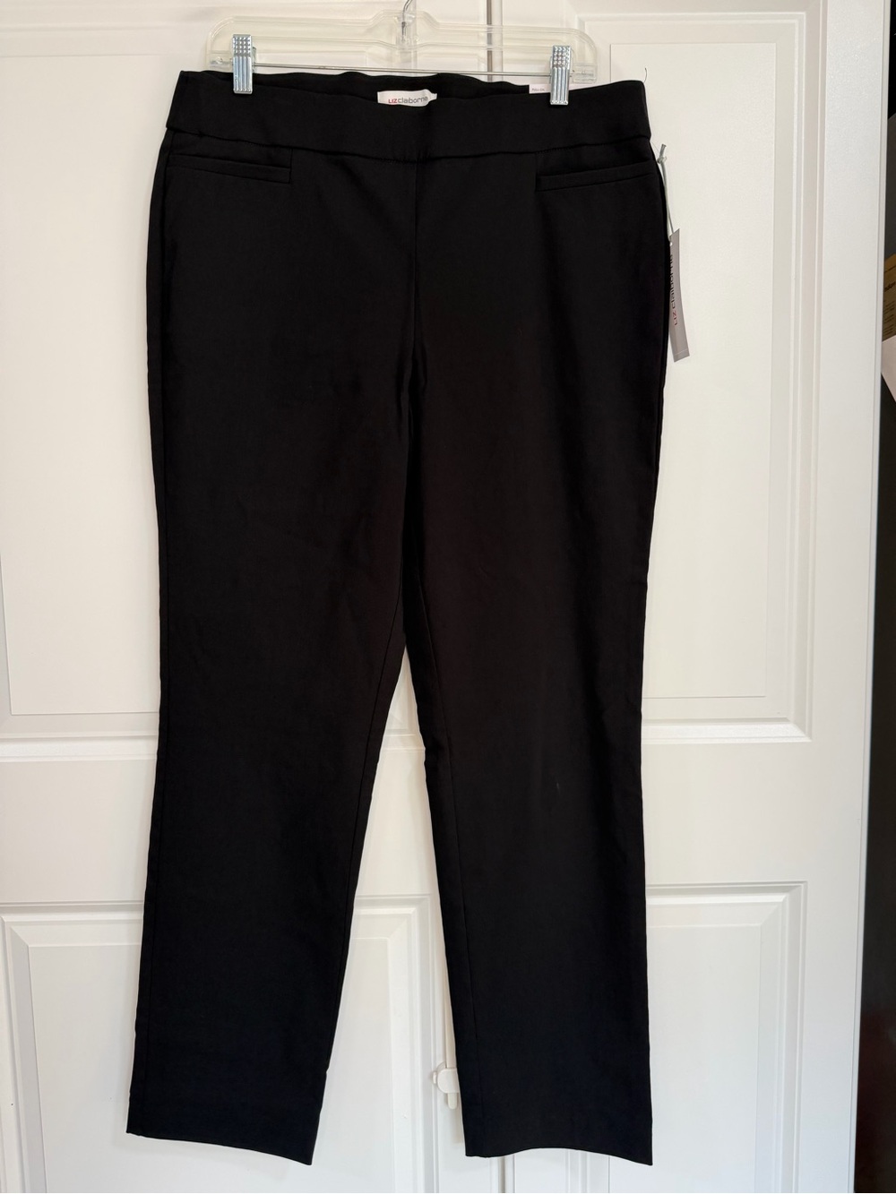 NWT Liz Claiborne Lisa Straight Leg Mid-Rise Pull-On Pants - Size 12 Black